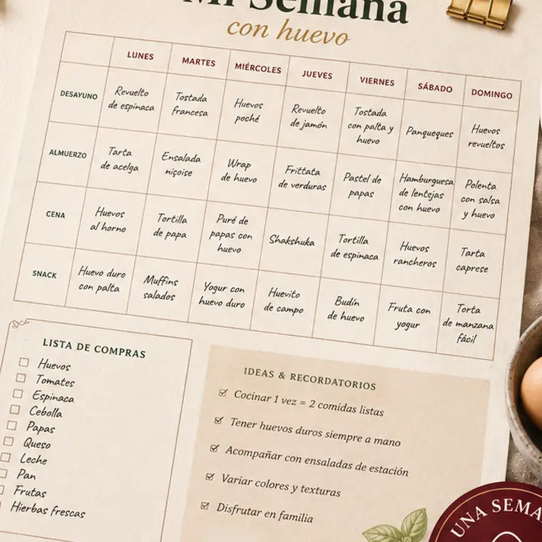 Vista del planificador Semana Huevo Hoy